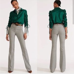 Veronica Beard Hibiscus Houndstooth Flared Trousers